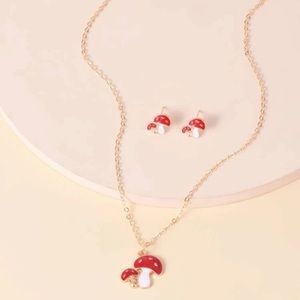 🪴 3for $12 🪴  Mushroom 🍄 Earrings & Necklace Set